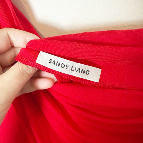 New Sandy Liang Georgia Top Red Rose 3D Floral Applique Medium - Picture 9 of 12